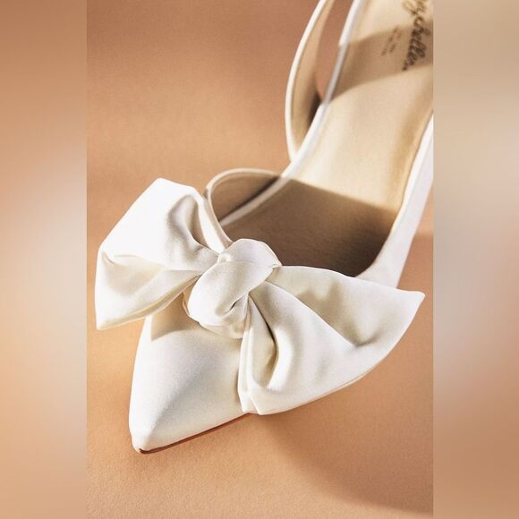 BHLDN Seychelles Neve Satin Bow Heels Ivory US 7 Bridal Wedding Shoes NWOB - Picture 4 of 6